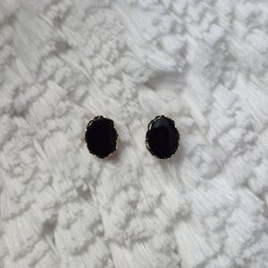 Antique 14k Black Gold Onyx Stud Earrings
